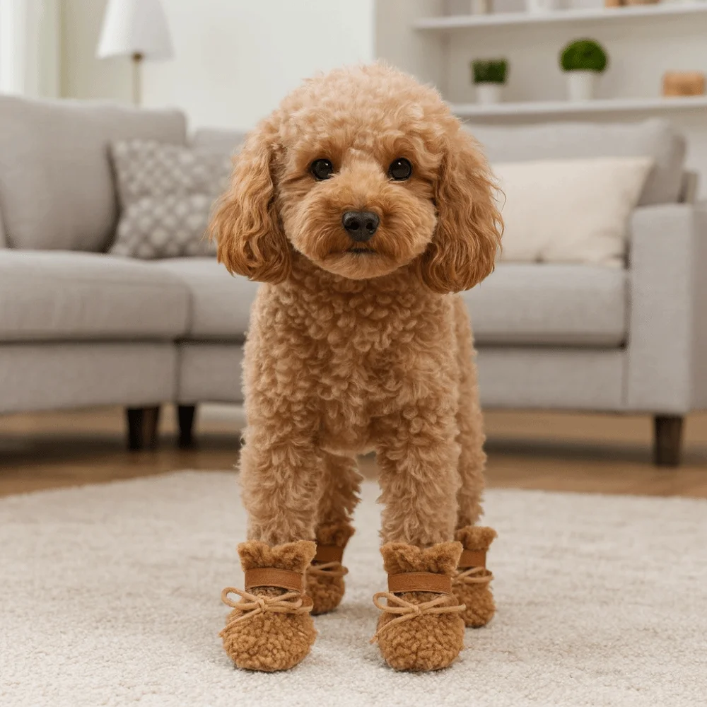 

Комплект из 4 шт. дышащих утолщенных зимних ботинок для собак: защита от грязи, износостойкие, теплые, нескользящие