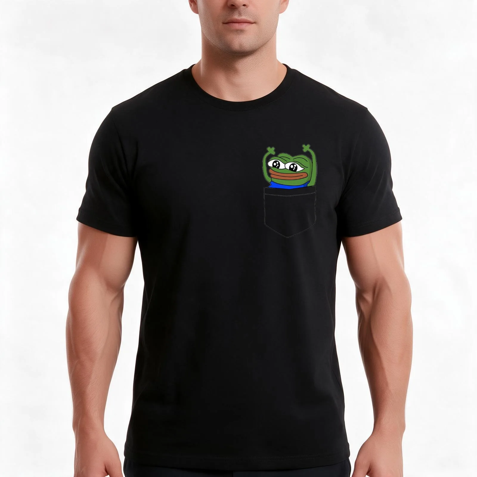 HYPERS! Pocket Emote T-Shirt Summer Casual Cotton Tee Oversized Streetwear Tops Vintage Graphic Print Loose Fit Short Sleeve