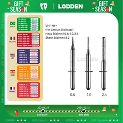 VHF N4 + Fresagem Burs para Cerâmica De Vidro, Dissilicates De Lítio, Cortadores D3, 0.6, 1.0, 2.4 Diamante Ferramentas De Moagem, Dental Lab, 1Pc,dissilicato de lítio dental,cortador de vidro,pastilha dissilicato de l