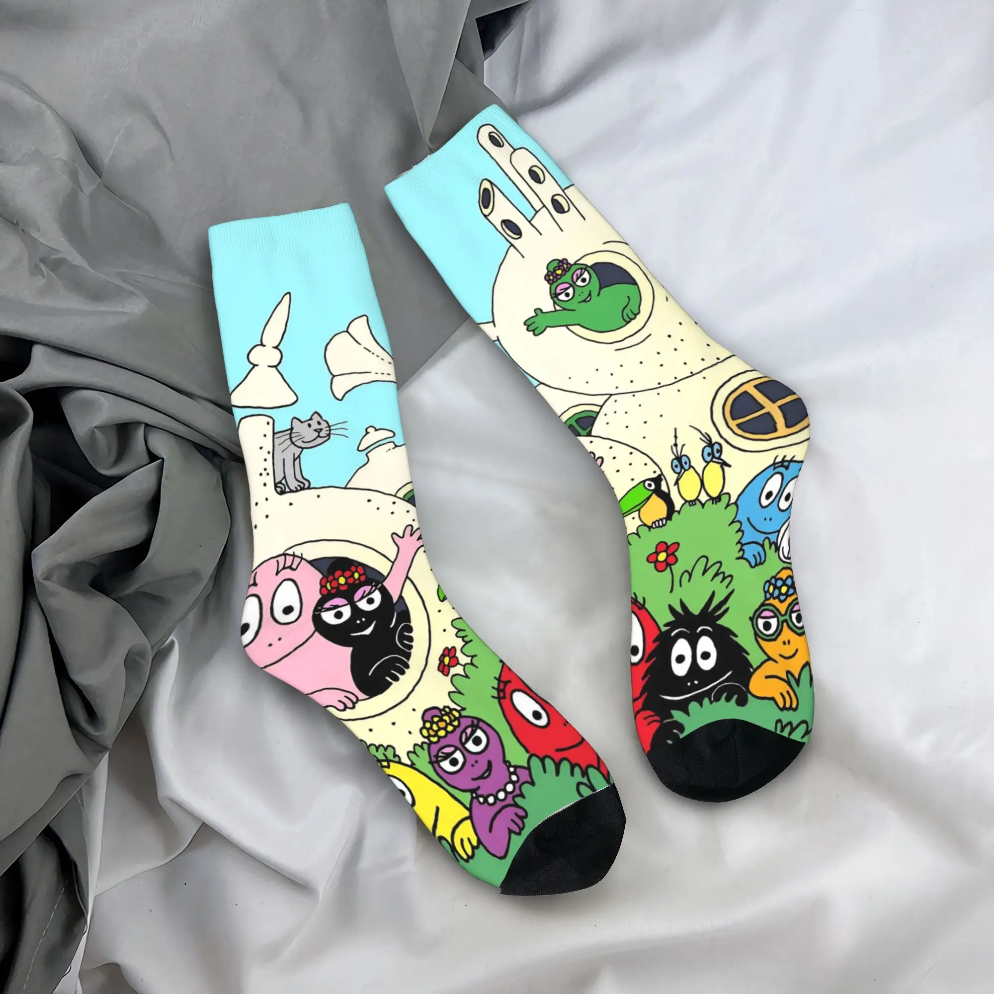 

Семейные чулки Barbapapa Barbamama, удобные носки в стиле Харадзюку, осенние велосипедные носки с защитой от пота, подарок