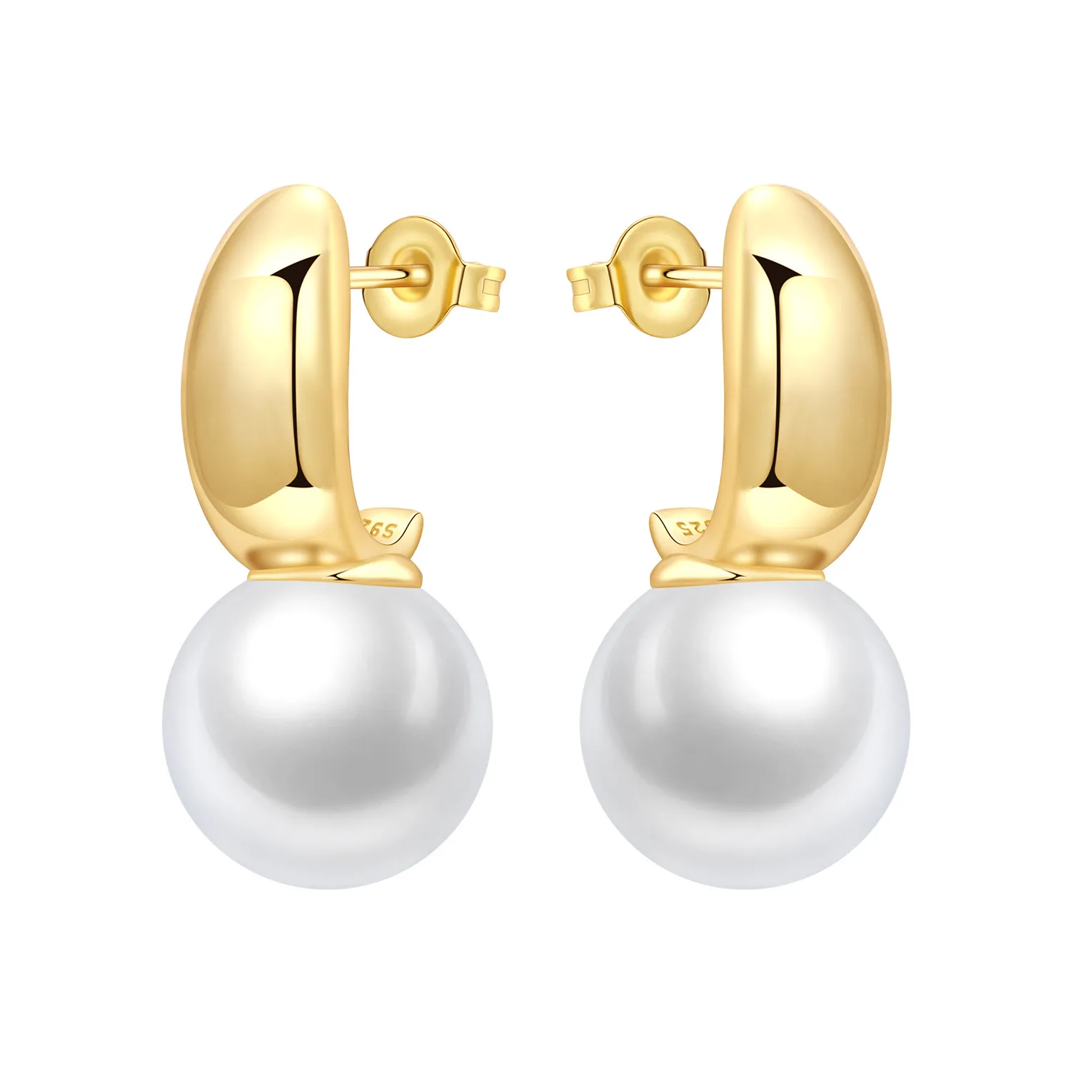 

Orstarry S925 Sterling Silver 18k Gold Classic Simple Pearl Stud Earrings For Lady S925 Jewelry Party Anniversary Trendy Gifts