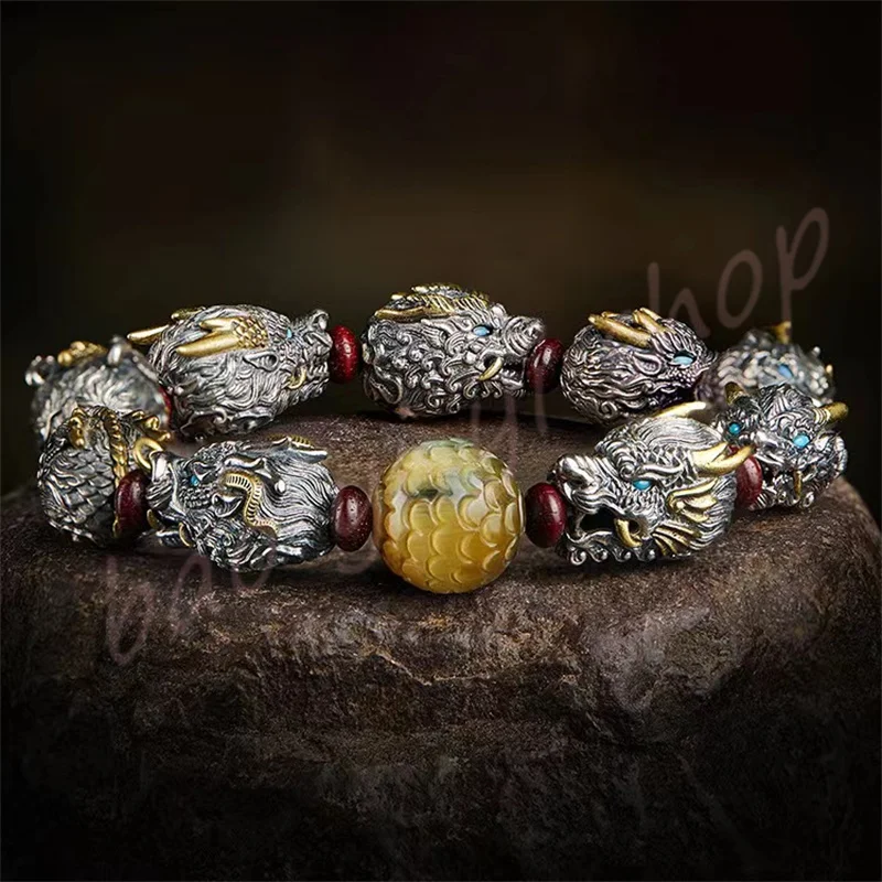 

Longsheng Jiuzi bracelet, men's and women's bracelets, dragon head bracelets, Auspicious Bracelet