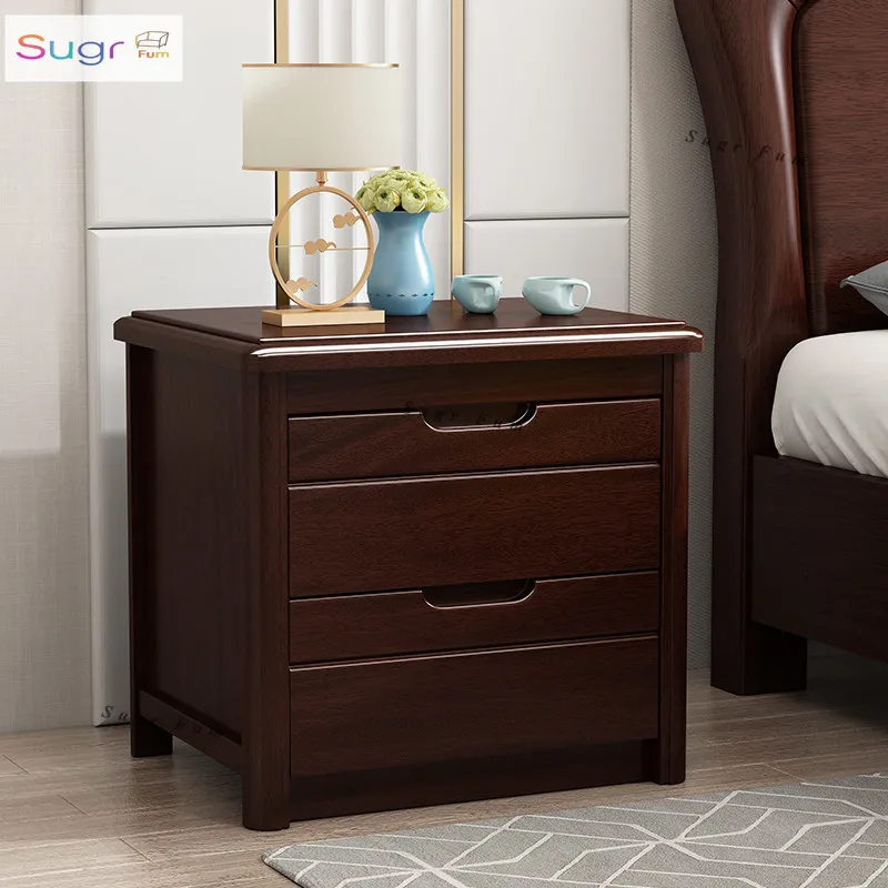 

All solid wood bedside table Modern Chinese simple walnut bedroom Small ultra-narrow bedside storage with lock