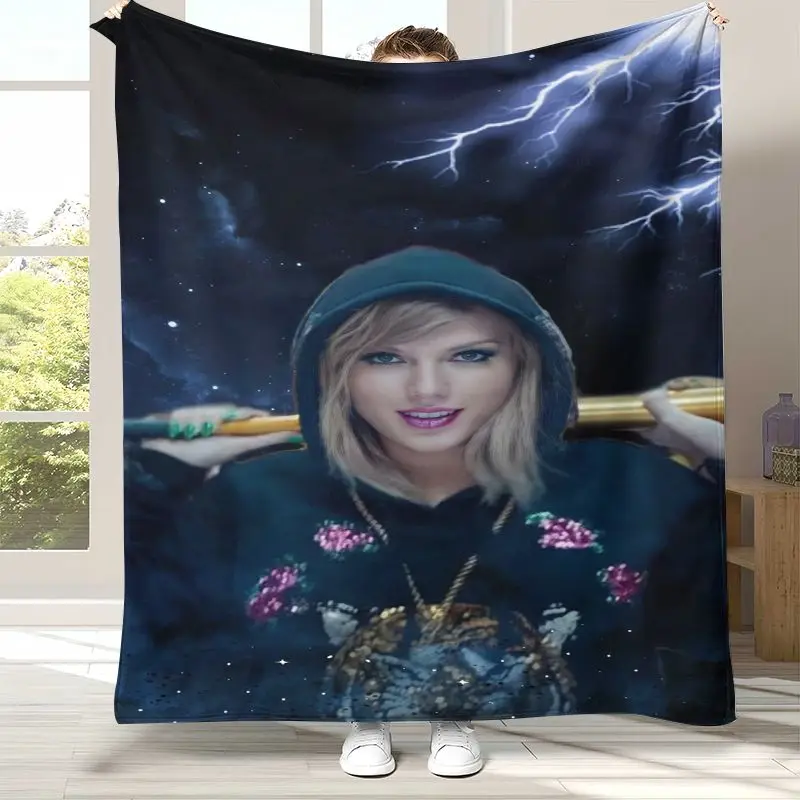 Eras Tour T-Taylor Superstar Music Flannel Throw Blanket,Cozy Warm Blanket for Bed,Sofa,Living Room,Picnic,Camping,Home Decor