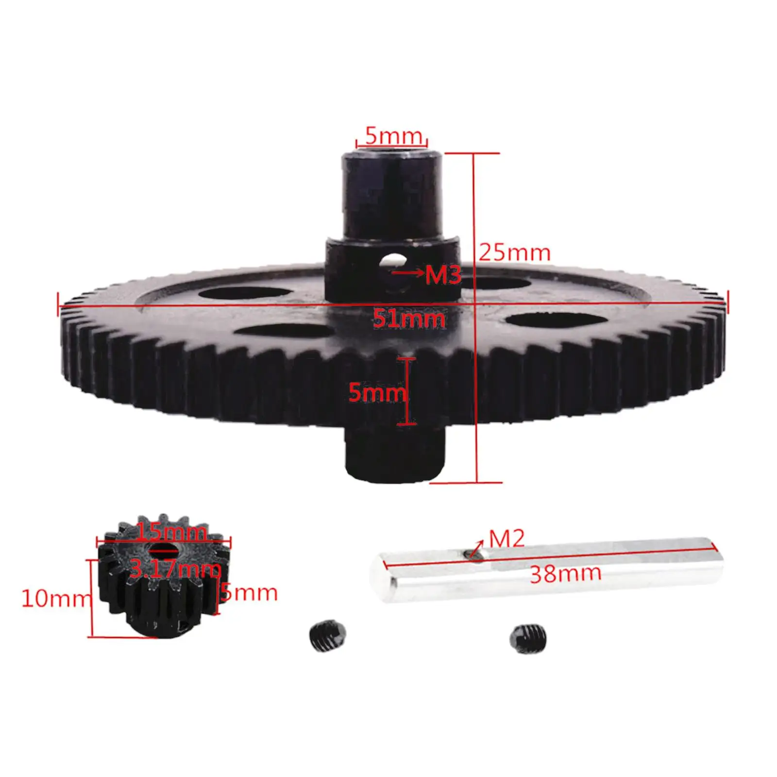 2 & Pinion Gear Set for WLtoys 12428BC RC Car Accessory Parts