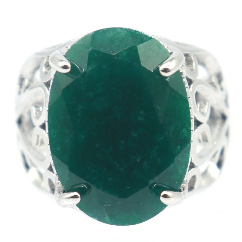 Buy 4 Get 1 Free 18x15mm Big Gemstone 6.7g Real Green Emerald Real Blue Sapphire Real Red Ruby CZ Silver Rings