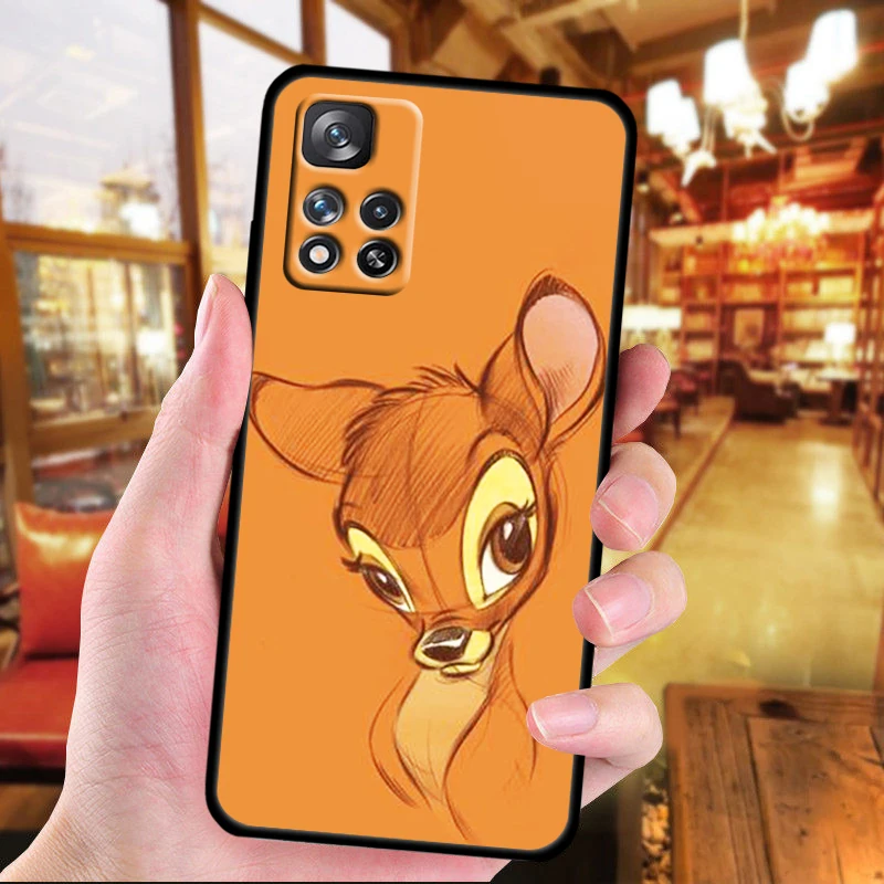 Bambi Disney Anime For Xiaomi Redmi Note 13 12 11 11T 11S 10 10T 9 8 7 6 5  Pro Plus 5G 4G Silicone Black Phone Case Coque Capa