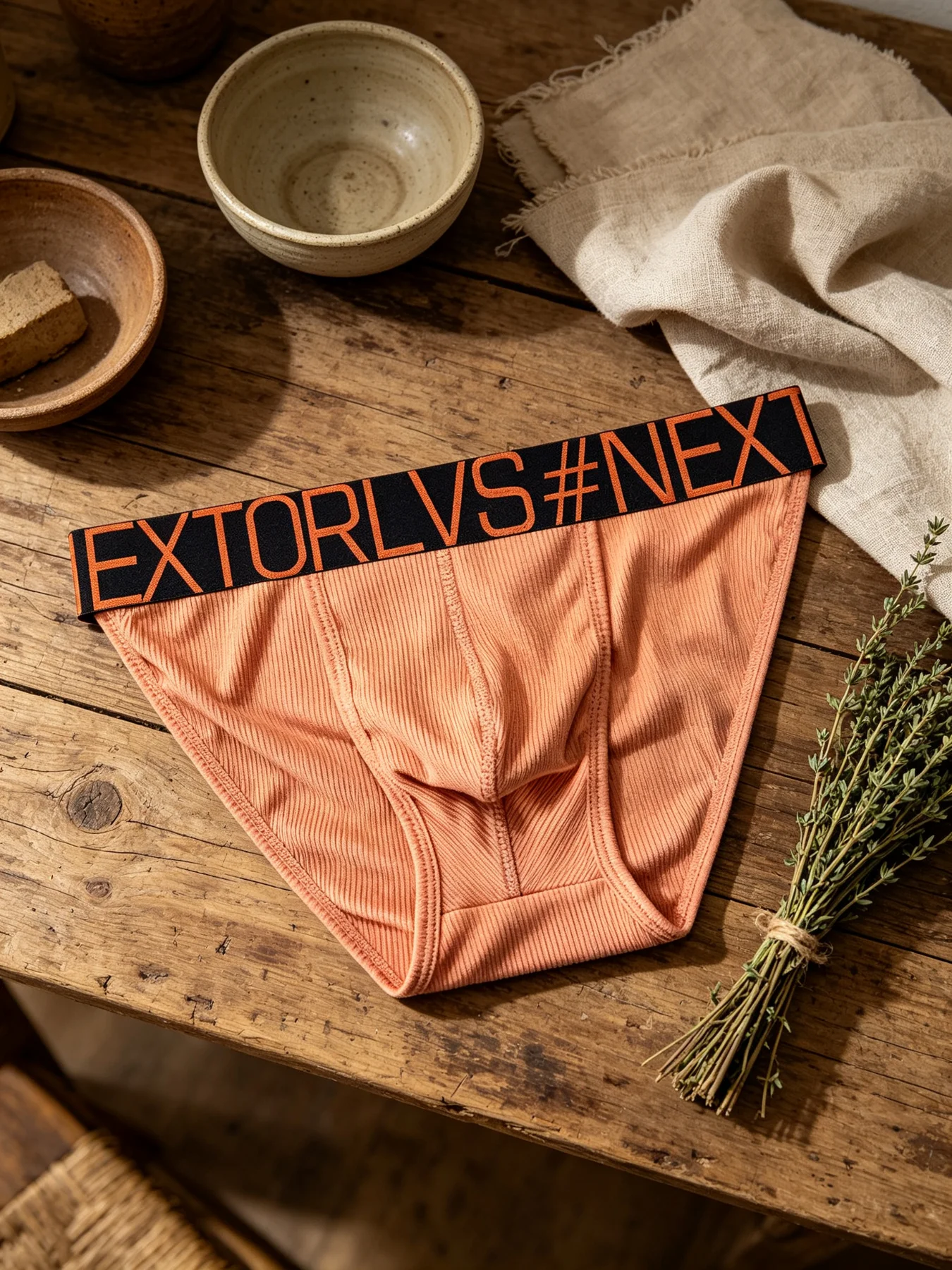 Men's Premium Briefs Rib Vertical Fabric Contrast Letter Wide Waistband 3D Pouch Cut Soft Breathable Luxury Underwear