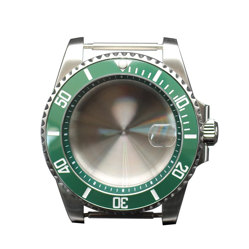 Caixa de relógio masculino de alta qualidade, 40mm, anel de capítulo verde para submarinista seiko nh35 nh36 nh38/34 4r36, movimento 28.5mm, mostrador safira