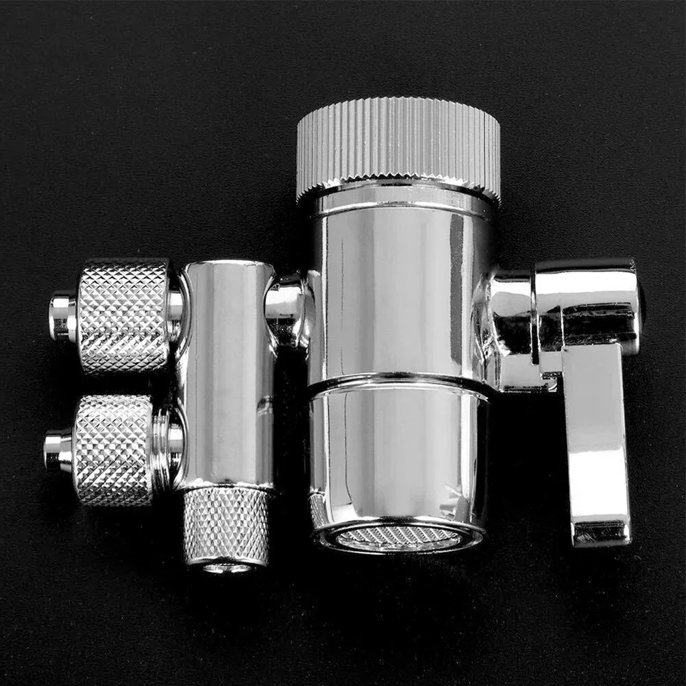 Brass Diverter Valve Silver 3/8in & 5/16in Out Diverter Valve Faucet Filter For ESpring Two Way Faucet Changeover Valve