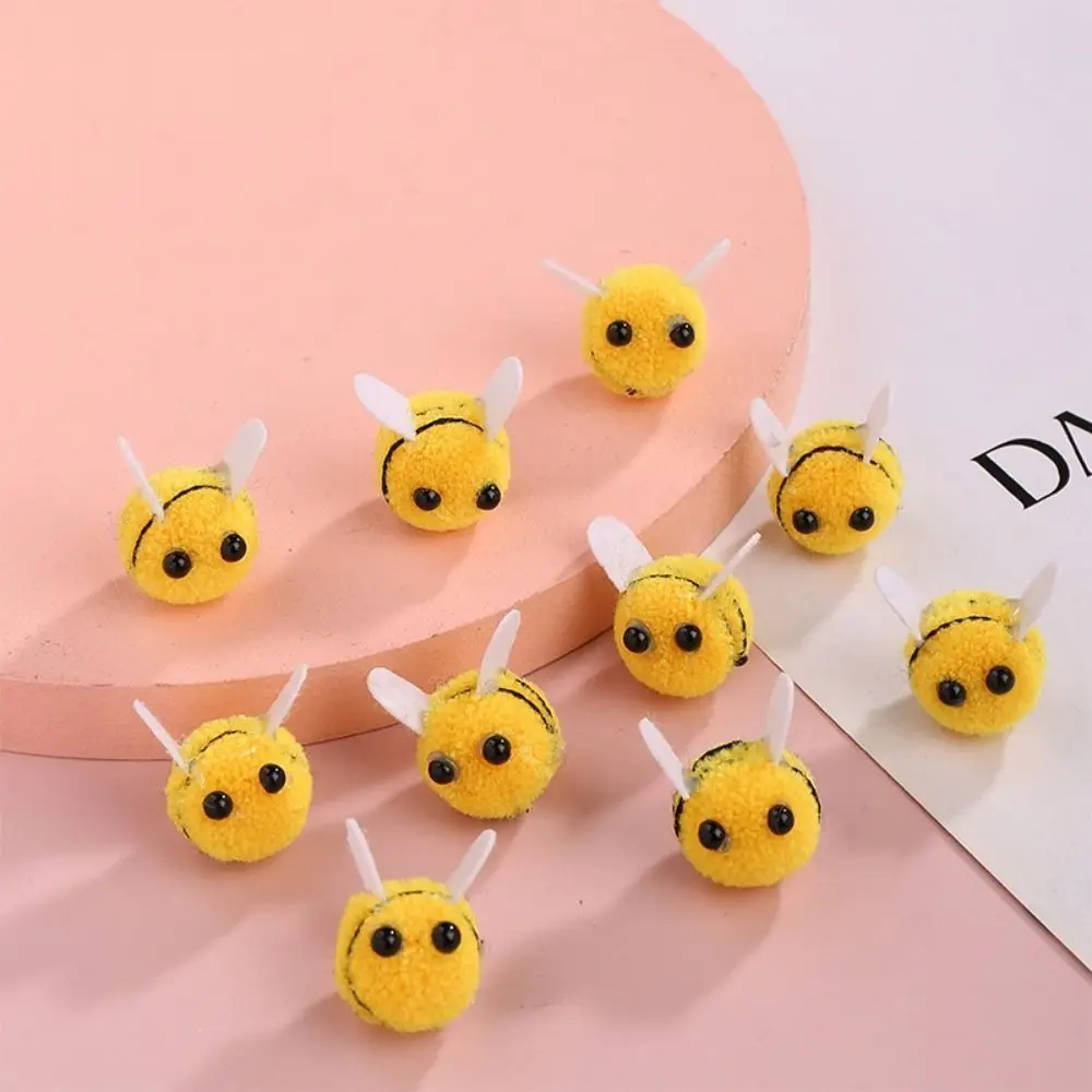 10pcs Wool Felt Cute Little Bee Mini Crafts, Little Bee Pom Used For Tent Decoration, Craft Clip Accessories