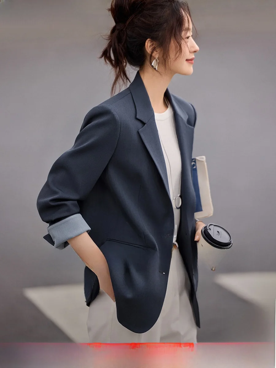 

Mo Han Mei Color Blo Simple Sle Women's Suit Jaet Commute Work Slim Fit Formal Long Sve Button up Autumn New Arrival