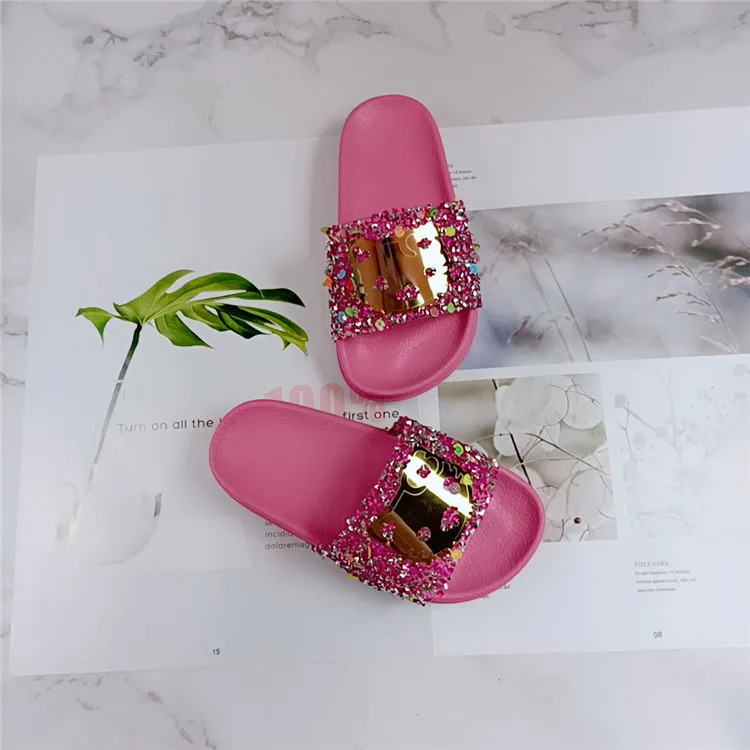 2026 New Summer Kids One-band Slippers Cute Cat Fruit Rhinestone Design Non Slip Comfort Wear-resistant Soft Sole Girls Slides - view 3