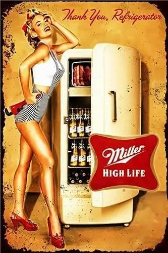 Beer Pin Up Girl Vintage Tin Sign Funny Bathroom Decor Home Wall Birthday Anniversary Housewarming Gifts Women Men -alumin