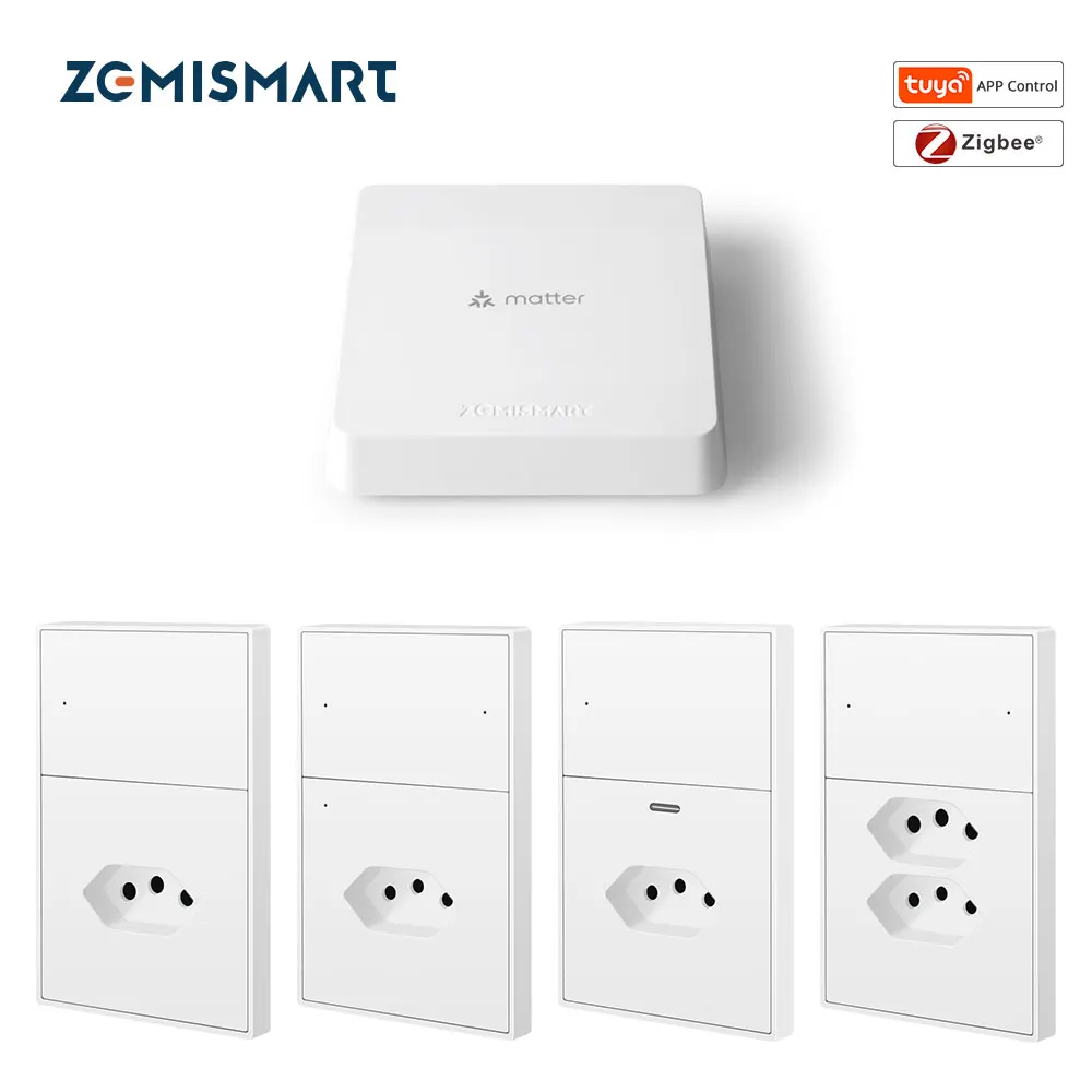 Zemismart Zigbee brasile presa presa Smart Wall Tomada 20A 10A con porta di tipo C Tuya Homekit Smartthings Google Home tramite Hub M1