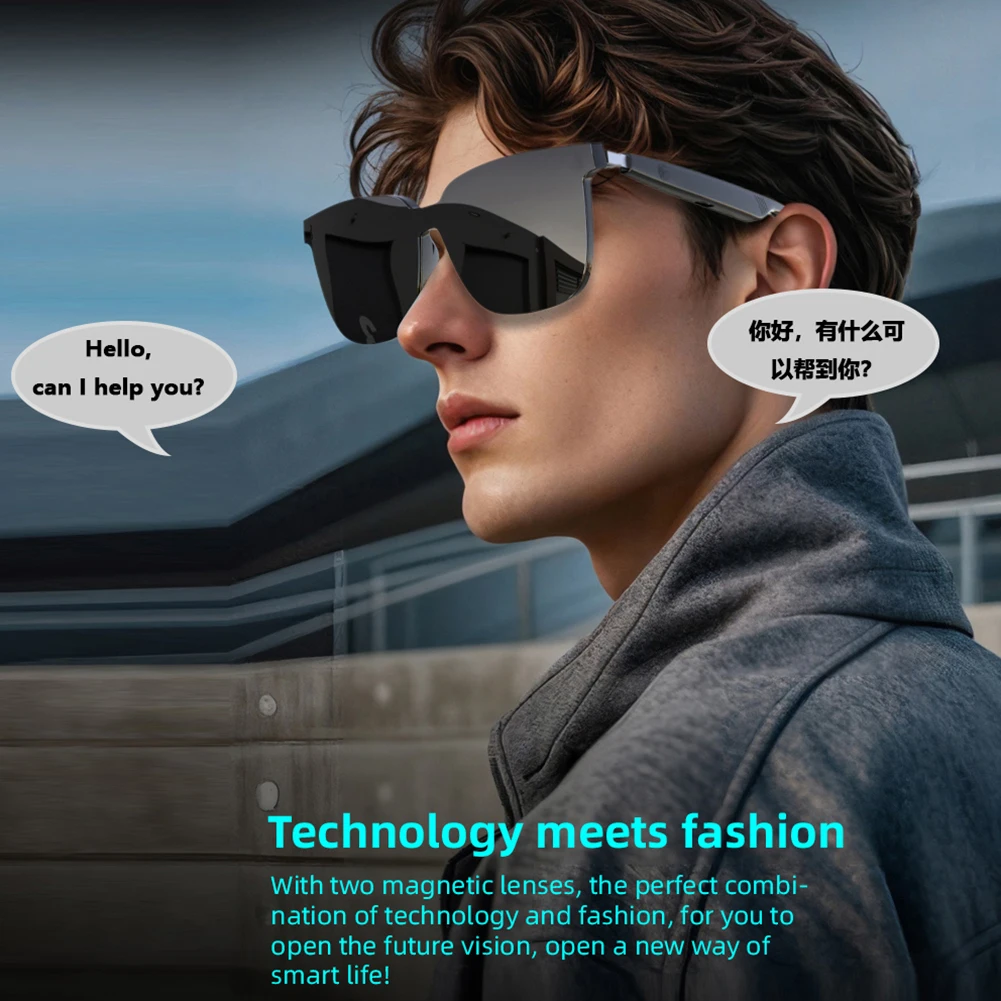 144 Languages Smart AI Eyeglasses Smart Translate Call Translation Bluetooth 5.4 Sun Glasse Rechargeable Polarized Lens