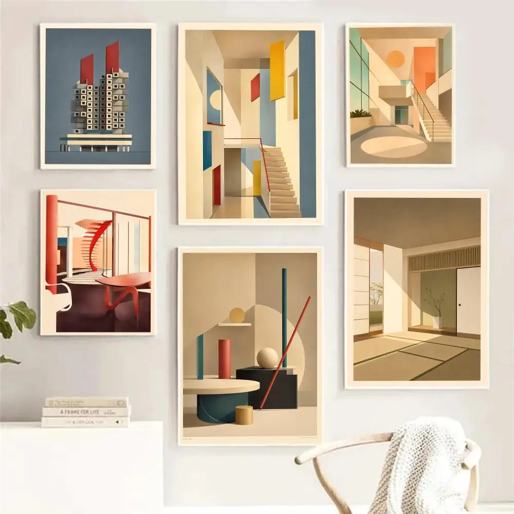Bauhaus Minimal Geometric Shape Painting Calligraphy Room Home Bedroom Interior Wall Decoration Canvas Poster Art Mural