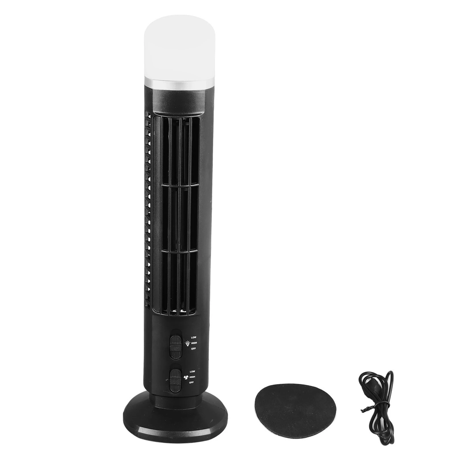 Portable USB Bladeless Desk Fan with Light - Compact Tower Fan Perfect for Home Bedroom & Office Use