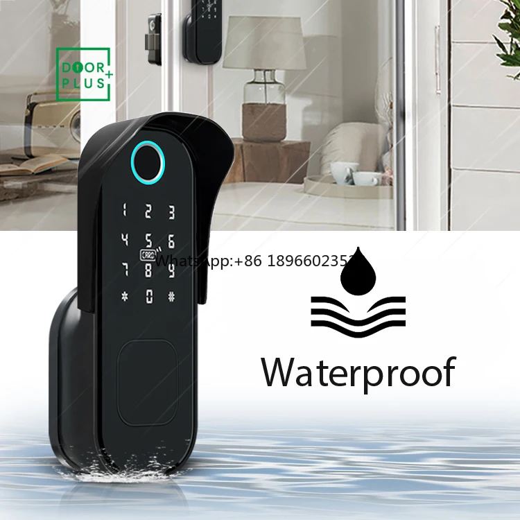 Doorplus Smart Home Waterproof Smart Electric Rim Lock with Tuya APP Control WIFI Outdoor Gate Door Fingerprint Smart Lock