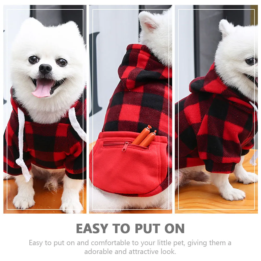 

1pc Christmas Clothing Winter Warm Dog Coat Puppy Grid Pattern Costume Festival Party Pet Apparel Zipped Pocket Pet Supplies