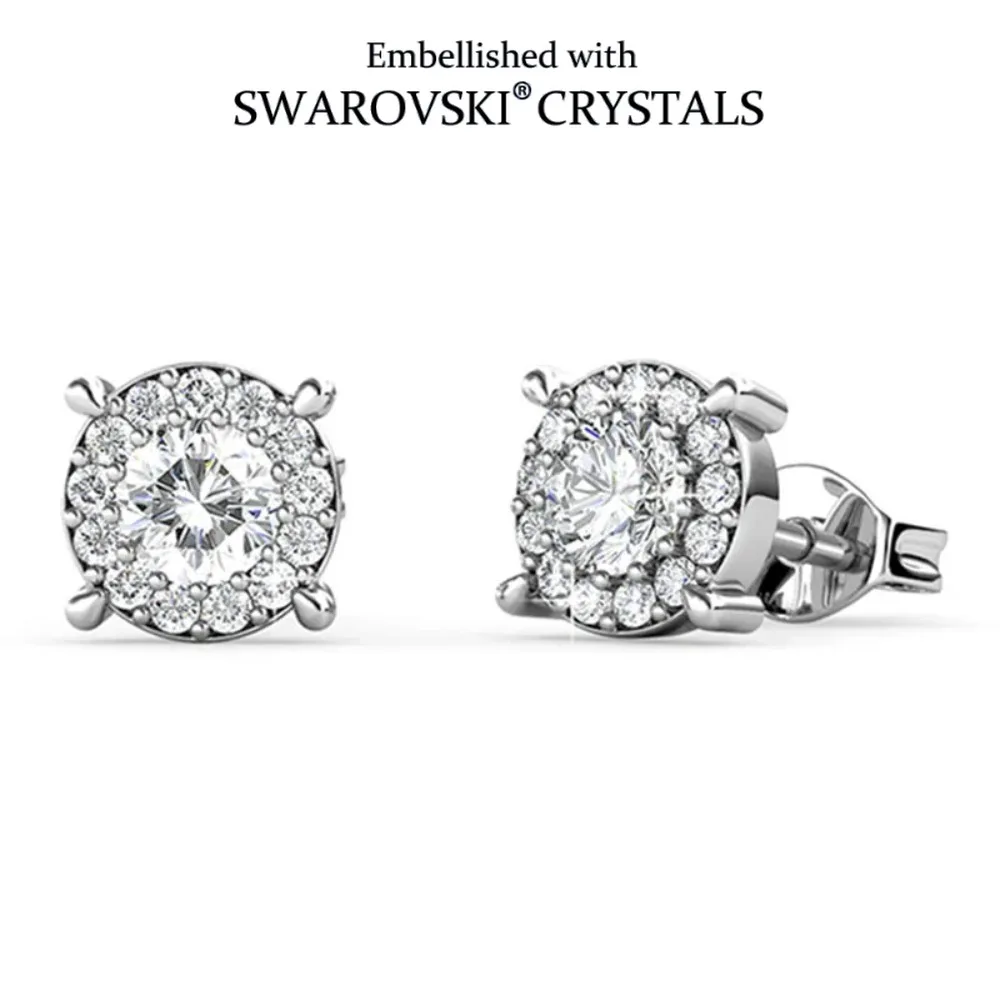 Daisini Original Crystals from Swarovski Stud Earrings  Men Boys,Anti Allergy Chunky Small Male Earrings,Hip Hop Jewelry