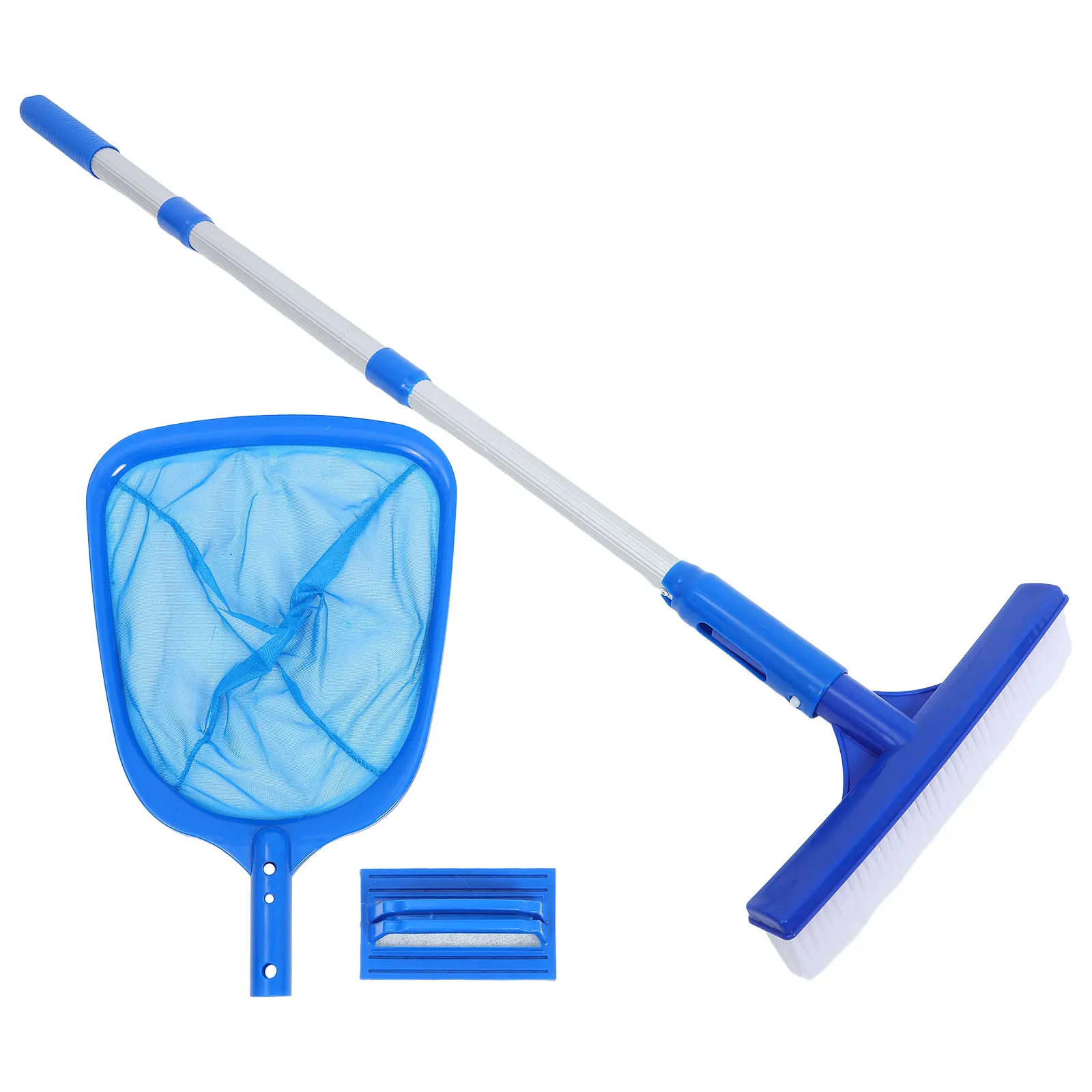 Swimming Pool Cleaning Set Leaf Rake Pole Vacuum Skimmer Net Maintenance Pool Brush Sponge Rubber Durable Lightweight Adjustable