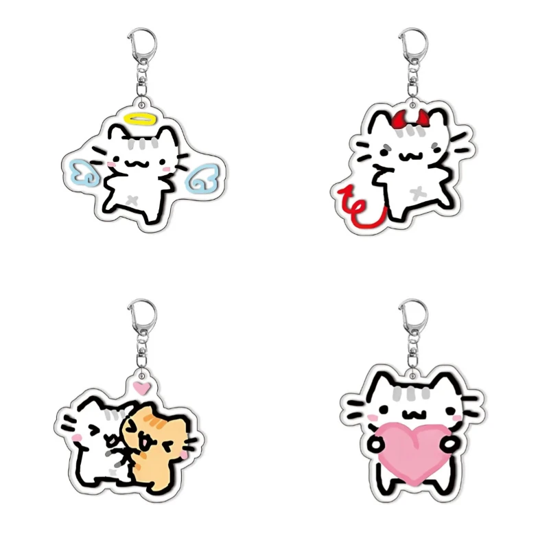 الأبيض الحيوان الكرتون الطرفية سلسلة مفاتيح مصنوعة من الأكريليك على ظهره الديكور شخصية عصرية مطابقة الملحقات الرائعة