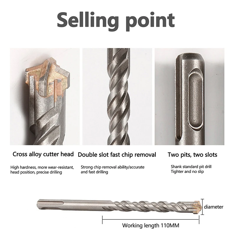 

1 PCS Cross Tips Wall Brick Block Electric Hammer Masonry Concrete SDS Plus Carbide Drill Bit