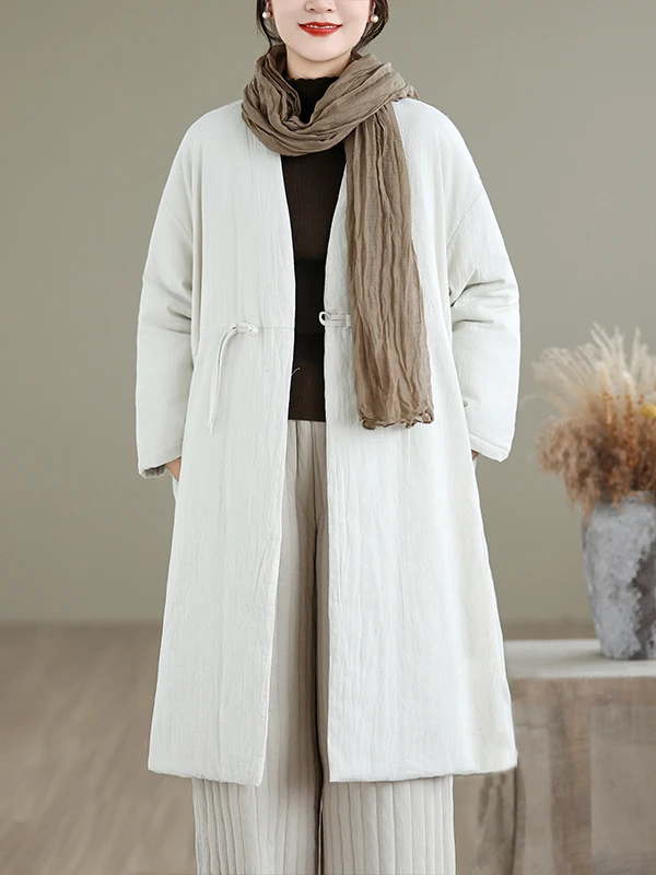 

Новый китайский хлопковый джем средней длины с v-образным вырезом, свободная утягивающая хлопковая одежда на пуговицах в стиле ретро, длинный свек