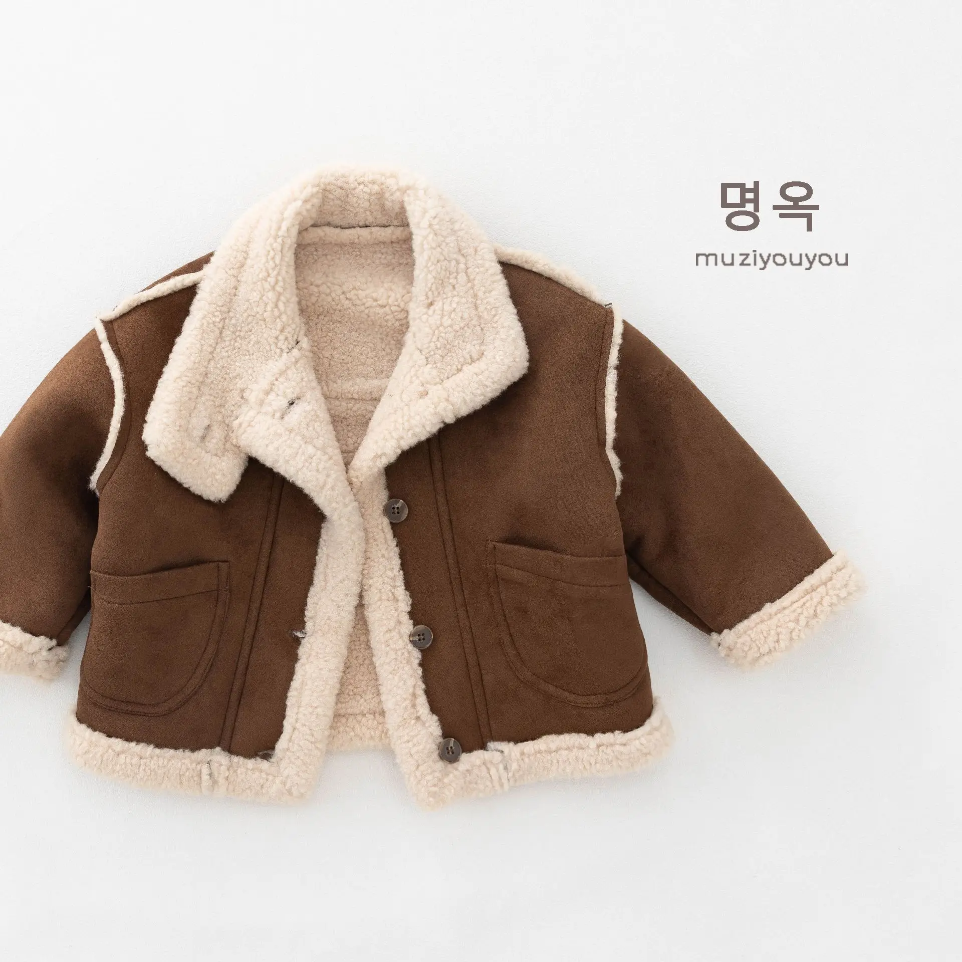 2026 Winter New Children Plus Velvet Thick Coat Boys Girls Lambswool Coat Baby Cotton Padded Jacket Kids Warm Clothes