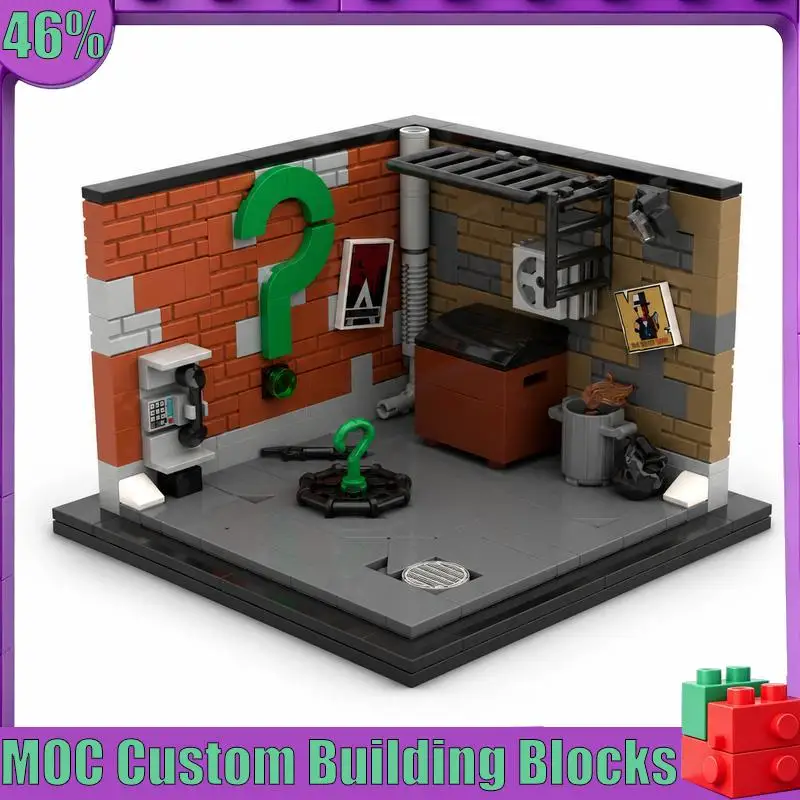 NEW 274Parts Mini Urban Alley Diorama MOC Street View Model DIY Blocks Collection Display Birthday Popular Gift For Collectors