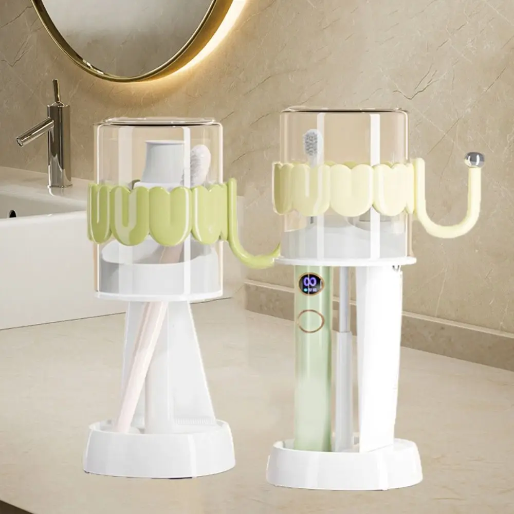 

Пылезащитный регулируемый держатель для зубных щеток, пластиковый с чашкой для полоскания рта, полка для электрической зубной щетки, экономия места