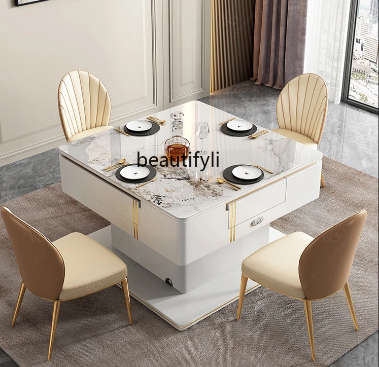 Mahjong coffee table and dining table three-in-one machine fully automatic household lifting mahjong machine light luxury