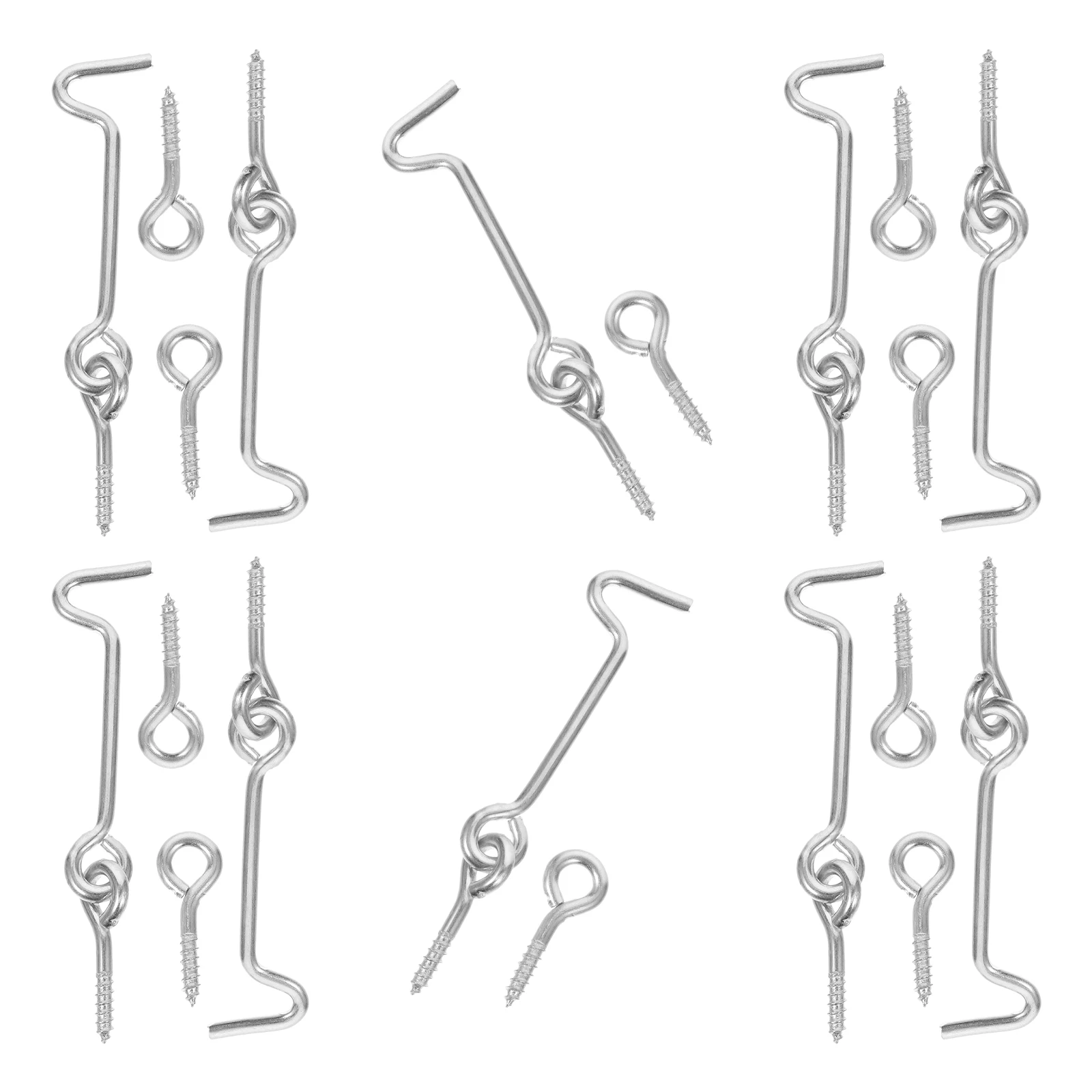 

10Sets Hook and Eye Latches Carbon Steel Screen Door Lock Sliding Barn Door Latch Window Lock Safety Locks Hook and Eye Latch