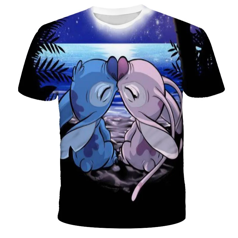 New Hot Selling Cartoon Disney Stitch 3D Printed T Shirt Male Casual Short Sleeve O-Neck Tees Good-Looking Oversized Clothes