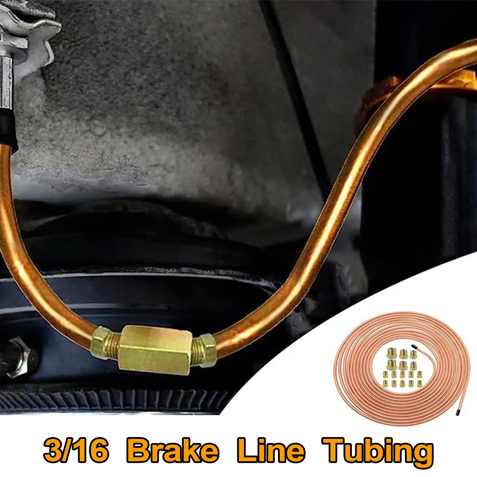 Brake Line Tubing 25Ft Brake Line Replacement Tubing Anti-Rust Fittings Connector Set Car Repair Tool For Braking Transmission