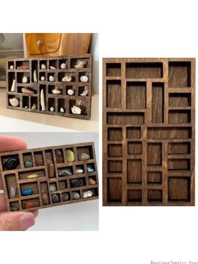 

E1PE модная миниатюрная деревянная полка для брелоков, карманная хрустальная шкатулка, портативный держатель для ювелирных для и