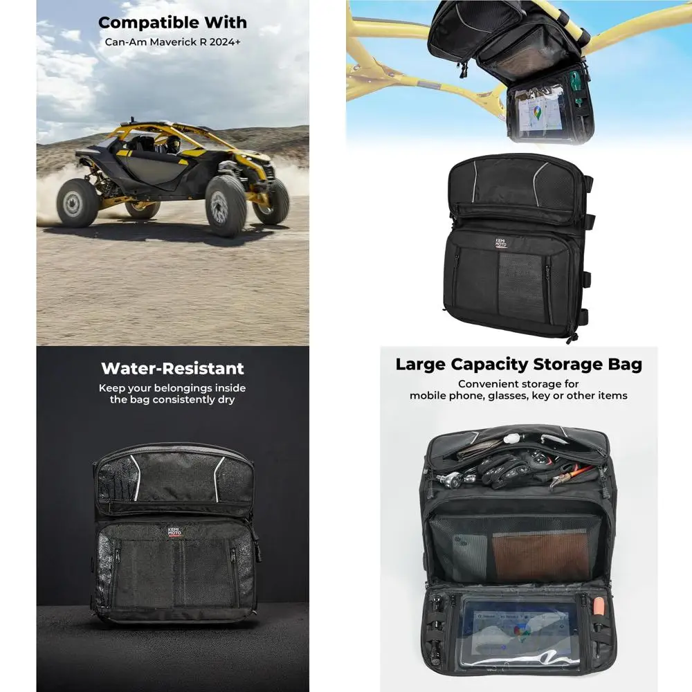 

KEMIMOTO UTV Overhead Roof Bag, Large-Capiticy 1680D Waterproof Overhead Roof Storage Bag Compatible with Maverick R 2024+