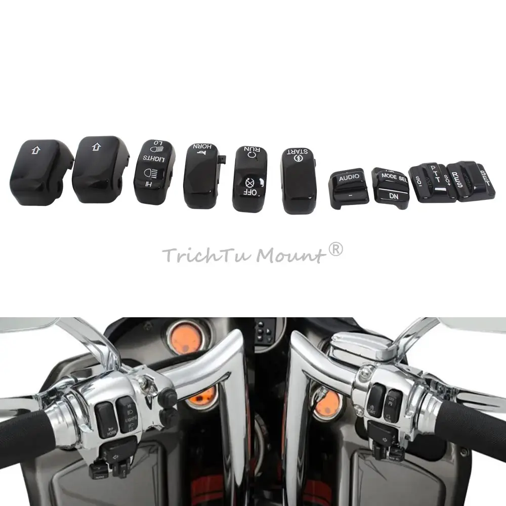 

Motorcycle Handlebar Hand Switch Housing Caps Button Cover Kit For Harley Touring FLHTCU FLHTK FLTR FLTRU FLHTCUTG Accessories