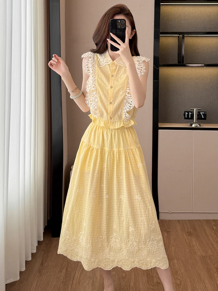 Vintage 2 Parça set kadın Dant - Embroidery Yellow incelemesi ve fiyatı