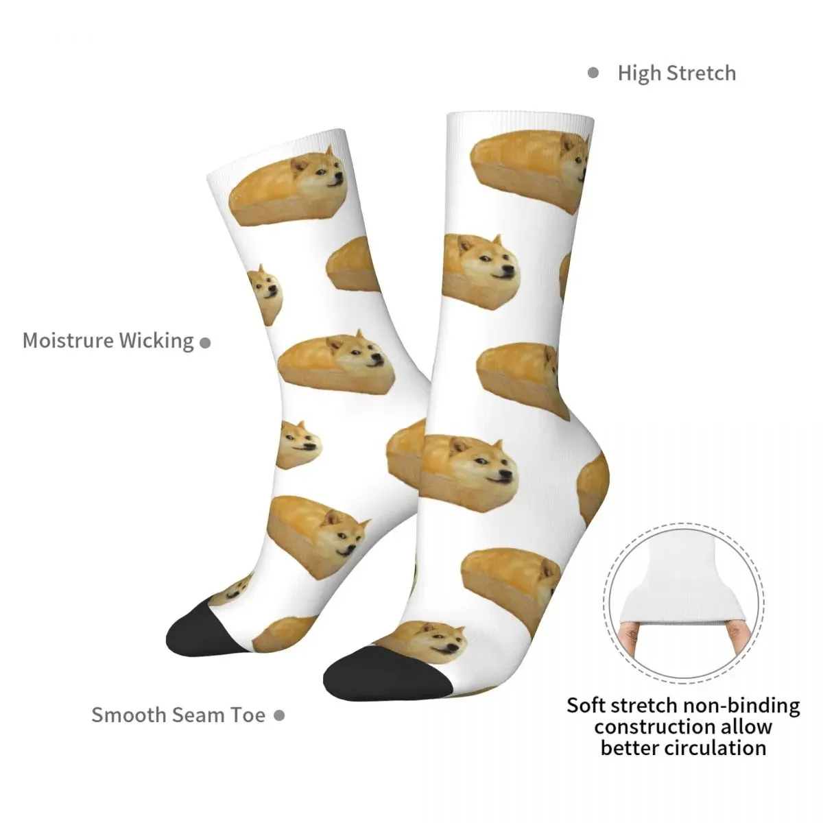 Doge Loaf Of Bread Socks Harajuku High Quality Stockings All Season Long Socks Accessories for Unisex Gifts