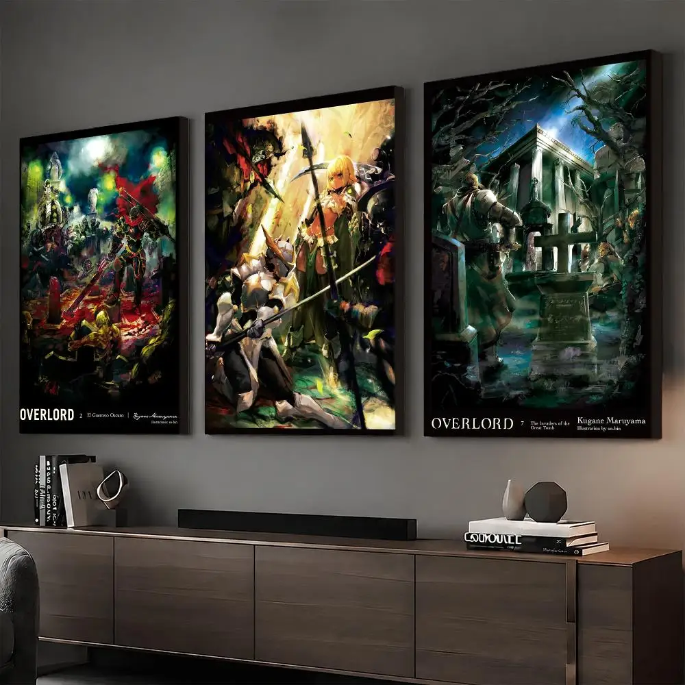 Anime O-Overlord Dark Powerful Painting Calligraphy HD Canvas Print Poster Wall Art | Optional Frame | Modern Hallway Decor