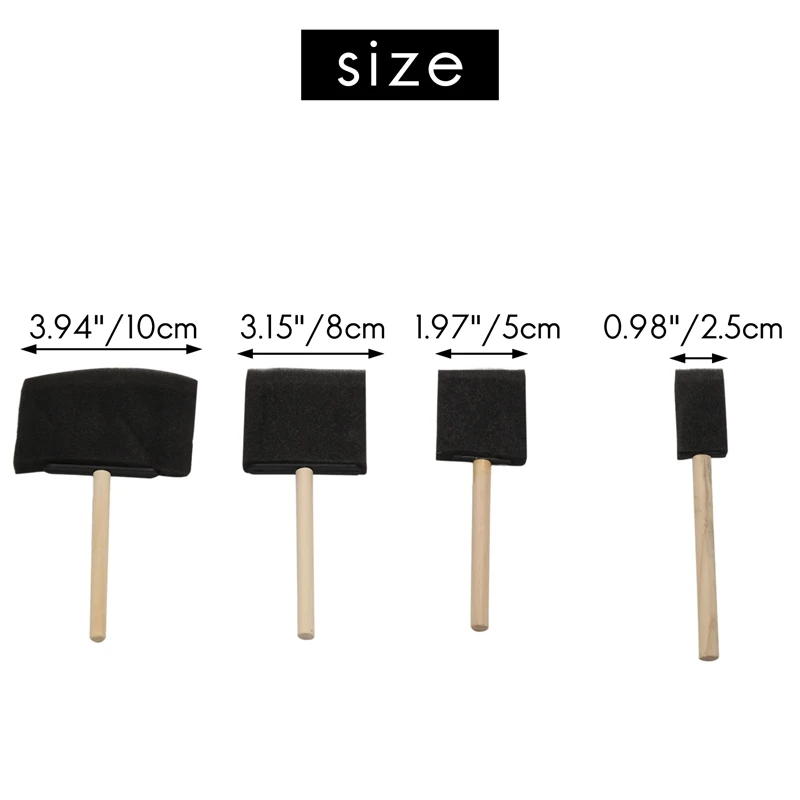 Foam Brush Painting Sponge Tool With Hardwood Handles Pack Of 10