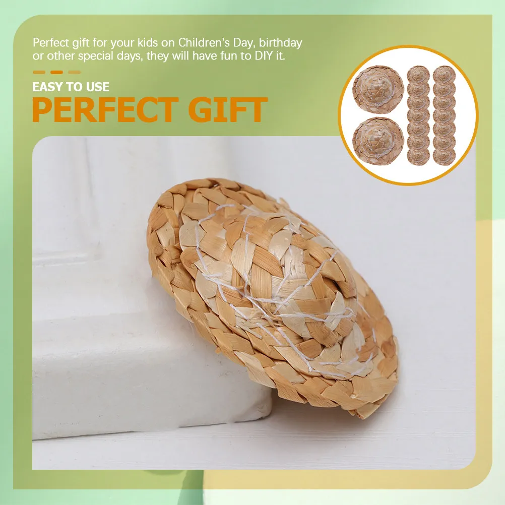 

16 шт. маленьких соломенных шляпок, миниатюрные плетеные декоративные аксессуары для фотосессий, креативные поделки, товары для детских праздников, маленькие соломенные шляпки