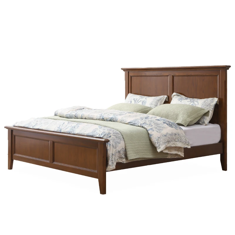 

American style, solid wood bed, double, simple, modern, storage, master bedroom, queen bed
