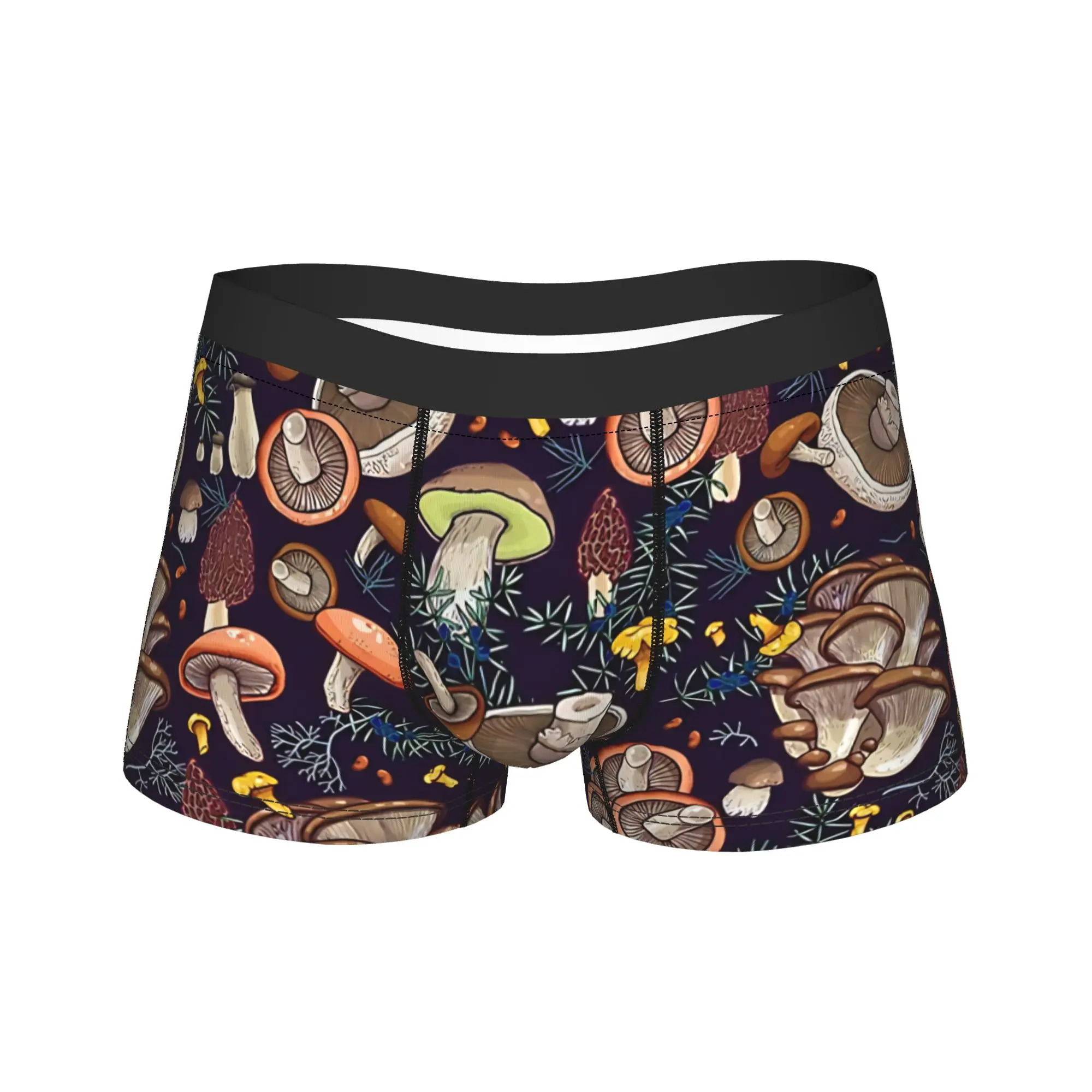 

Dark Dream Forest Underwear Mushroom Men Underpants Customs Funny Boxer Shorts Quality Shorts Briefs Big Size 2XL