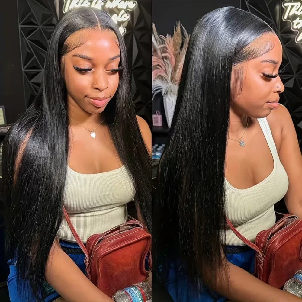 40 Inch Pre Plucked Lace Frontal Wigs 250 Density 13x4 13x6 Hd Bone Straight Transparent Lace Front Wig Human Hair