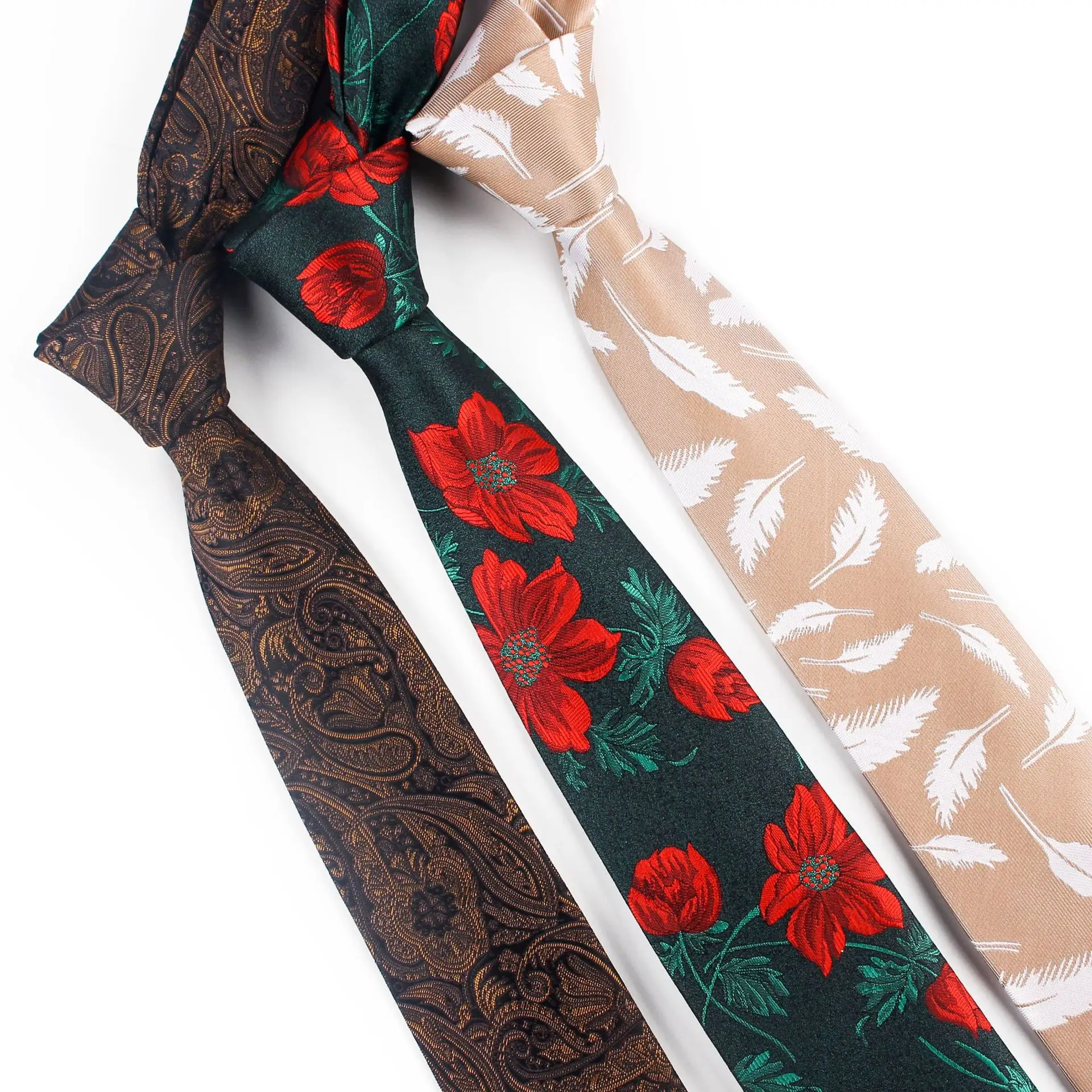 

Veektie Brand Fashion Neckties For Men Boys Floral Print Retro Novelty Regular 7cm Jacquard Paisley Wedding Cravate Costume Rose