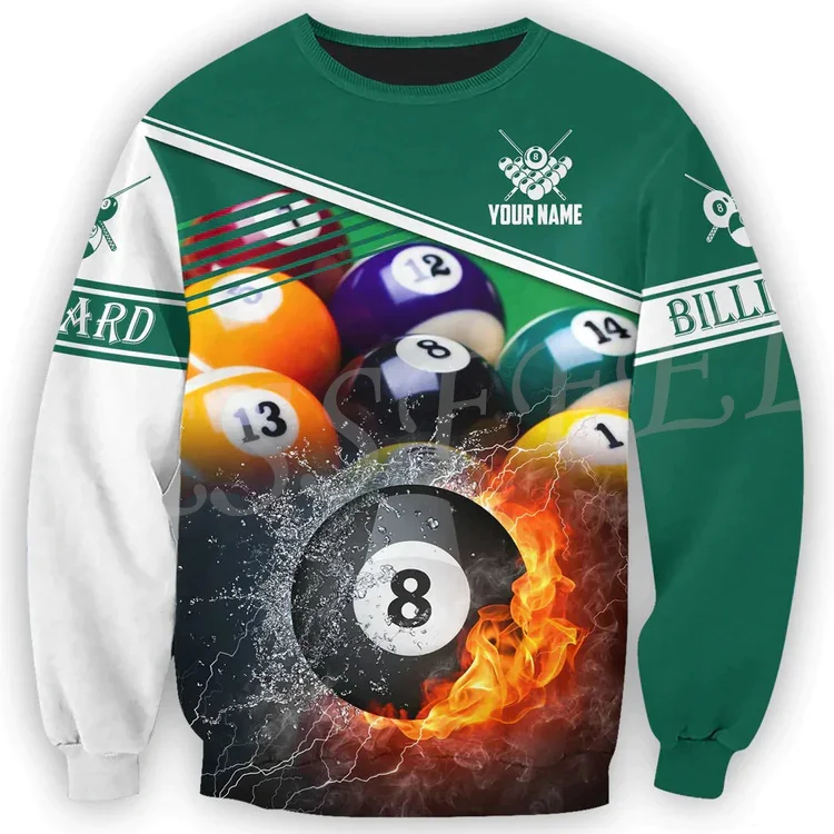 NewFashion Custom Name Sports Billiards Ball Player Tattoo Tracksuit 3DPrint Streetwear Harajuku Casual Funny Jacket Hoodies 8X