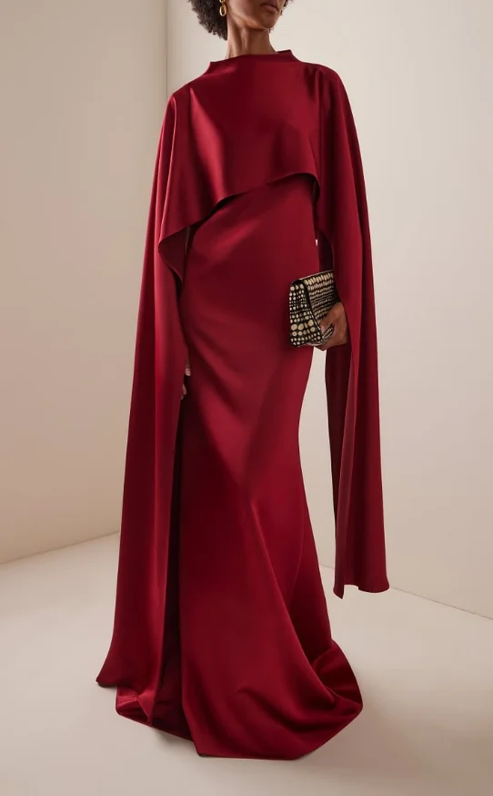 

Summer Solid Color Semi High Neck Shawl Dress for Women, Elegant Solid Color Shawl Collar Design, Waist Cinching A-Line Dress